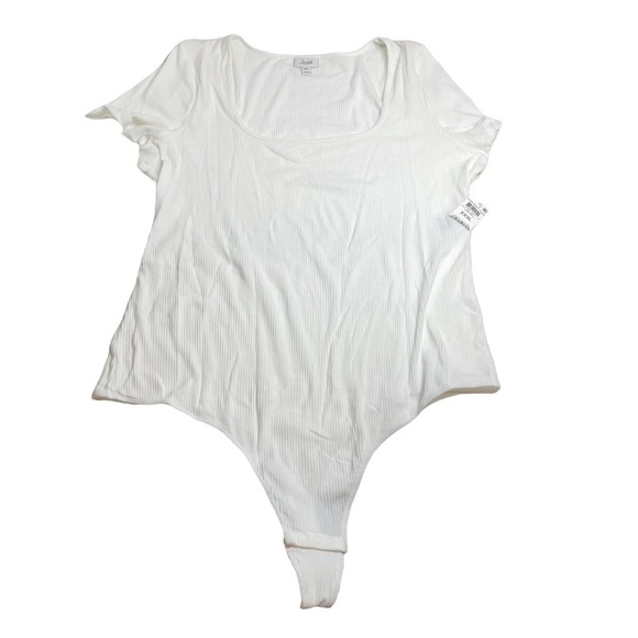 Jenni Square Neck Ribbed Bodysuit Angel White XXXL New - Picture 2 of 8